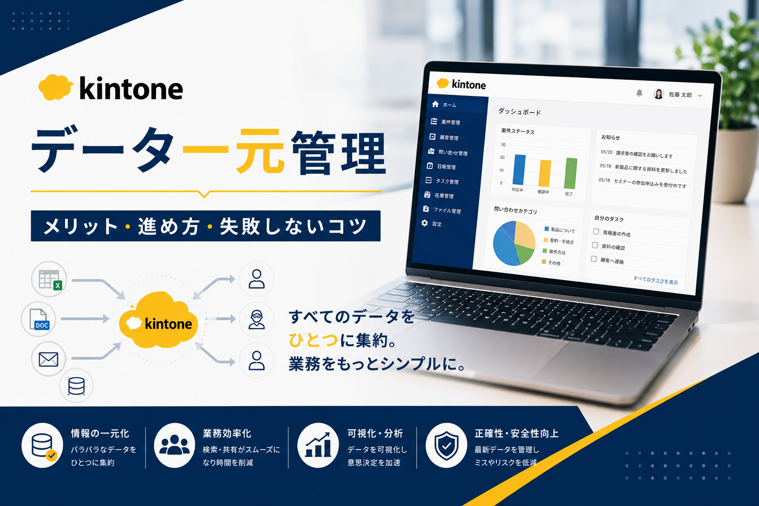 kintoneでデータ一元管理｜メリット・進め方・失敗しないコツ